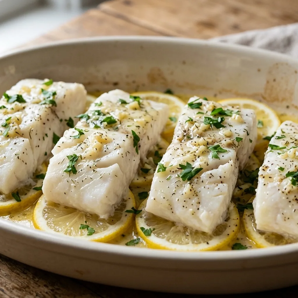 Lemon Garlic Butter Baked Cod