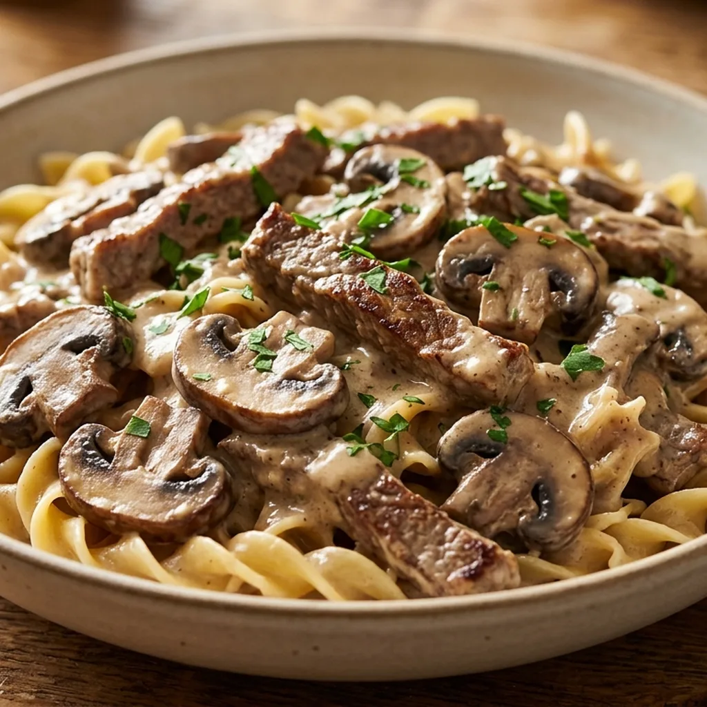 Beef Stroganoff — Russian recipe