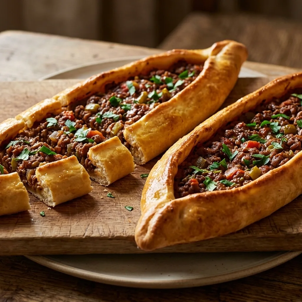 Turkish Pide with Spiced Beef — Turkish recipe