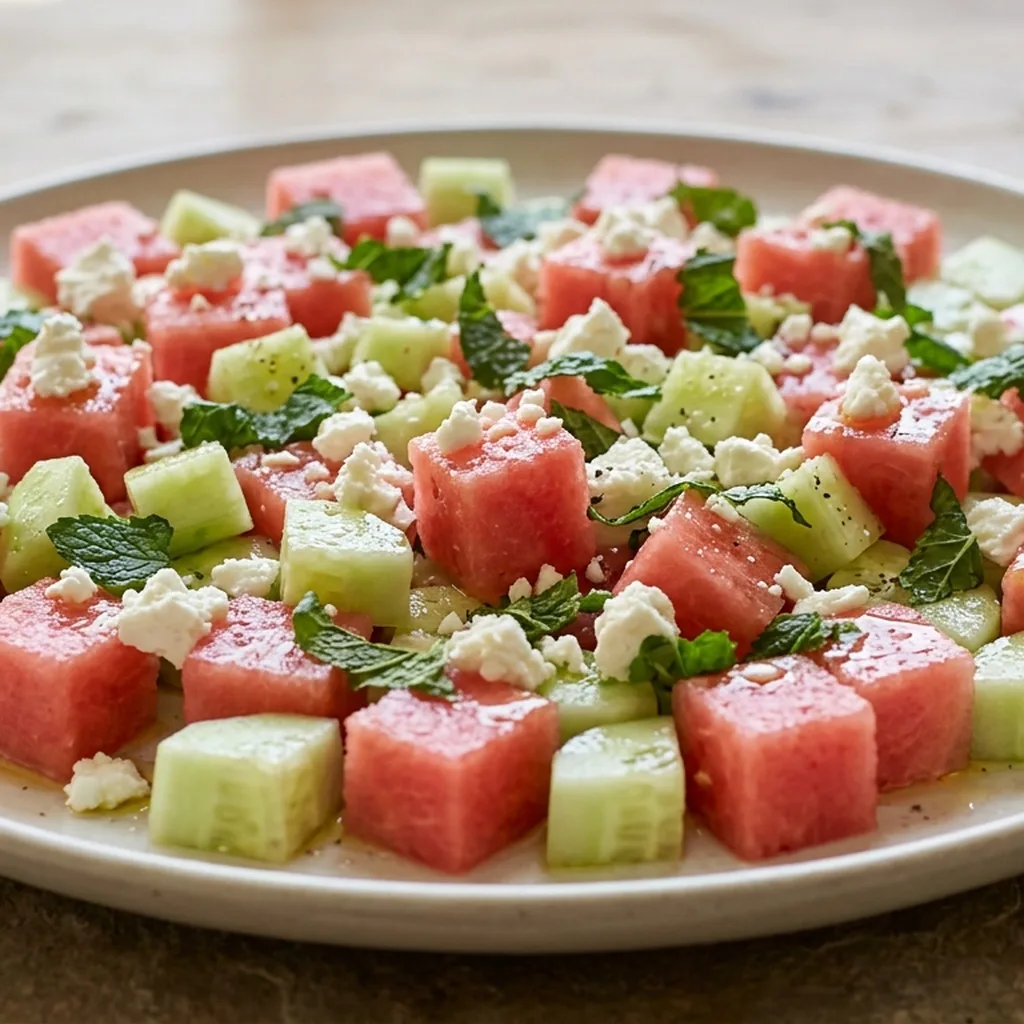 Watermelon Feta Salad with Mint and Lime