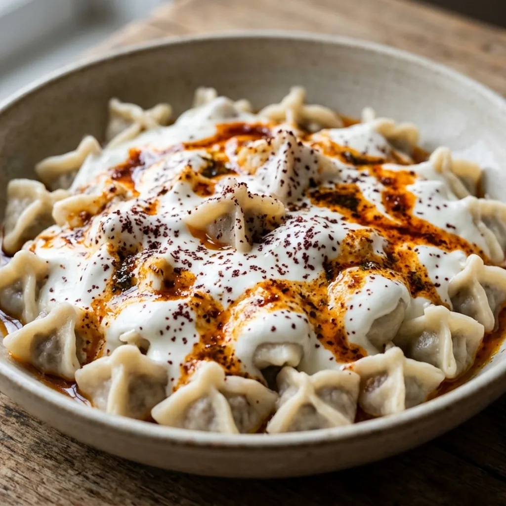 Manti with Garlic Yogurt and Paprika Butter — Turkish recipe