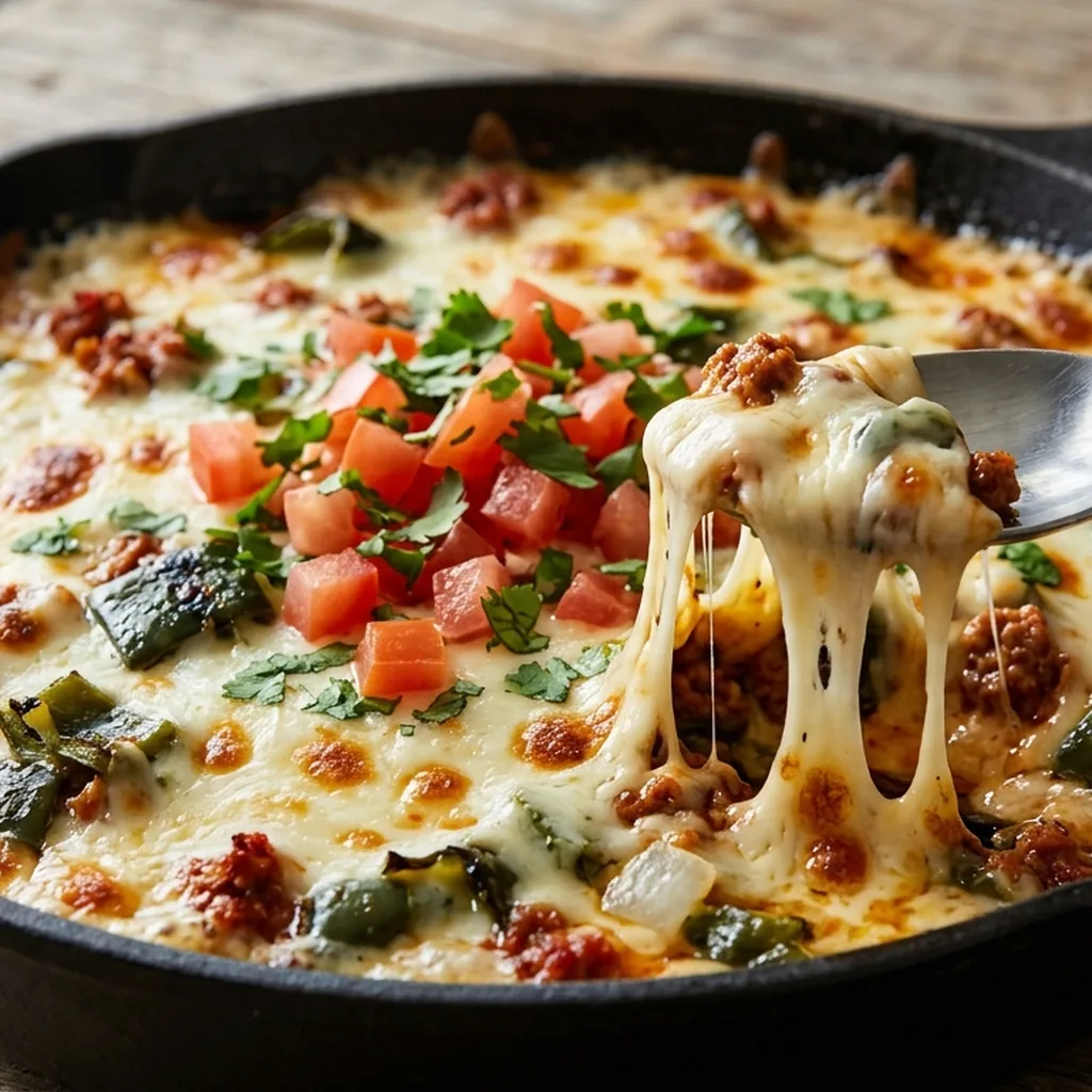 Queso Fundido with Chorizo and Poblano — Mexican recipe