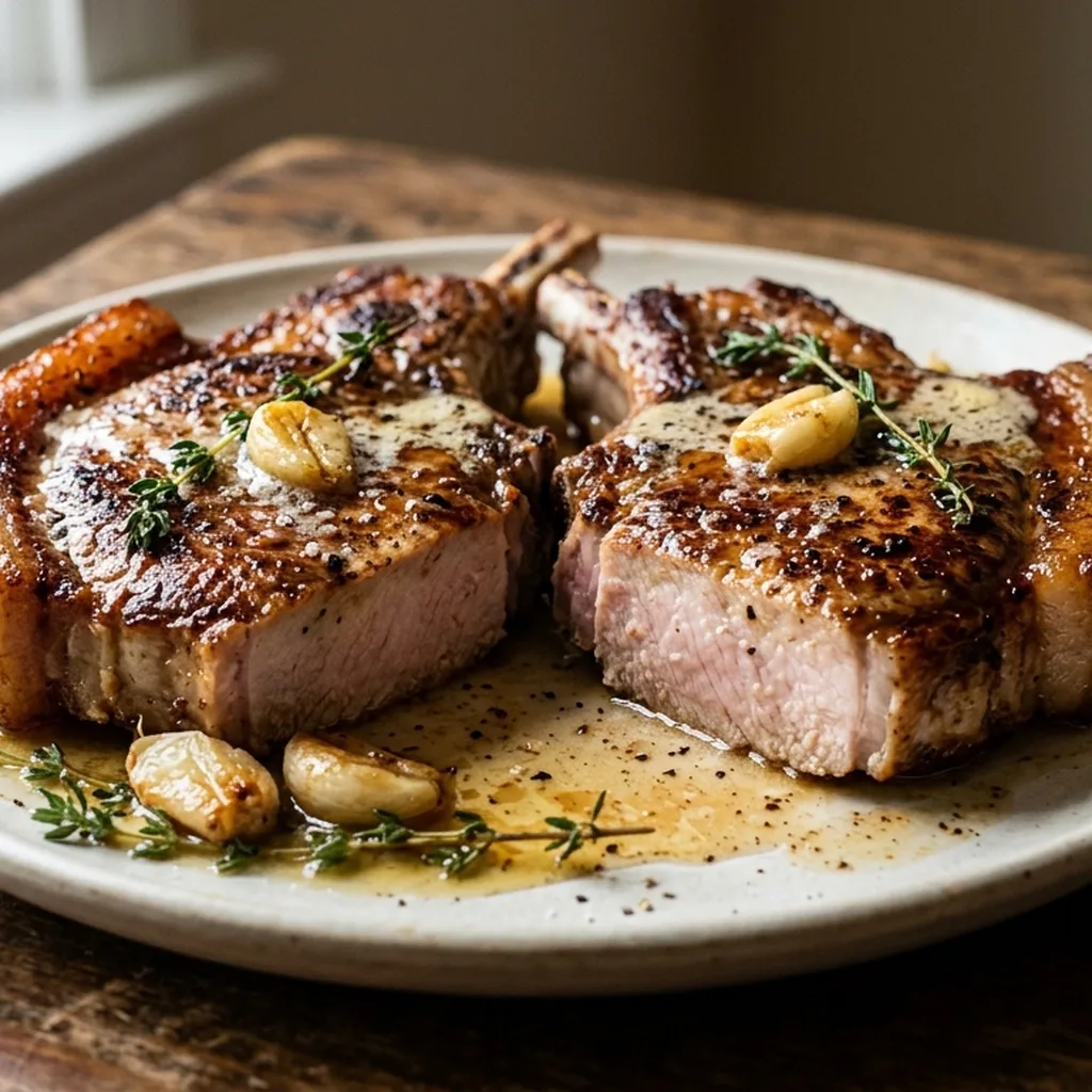 Pan-Seared Pork Chops with Garlic Butter