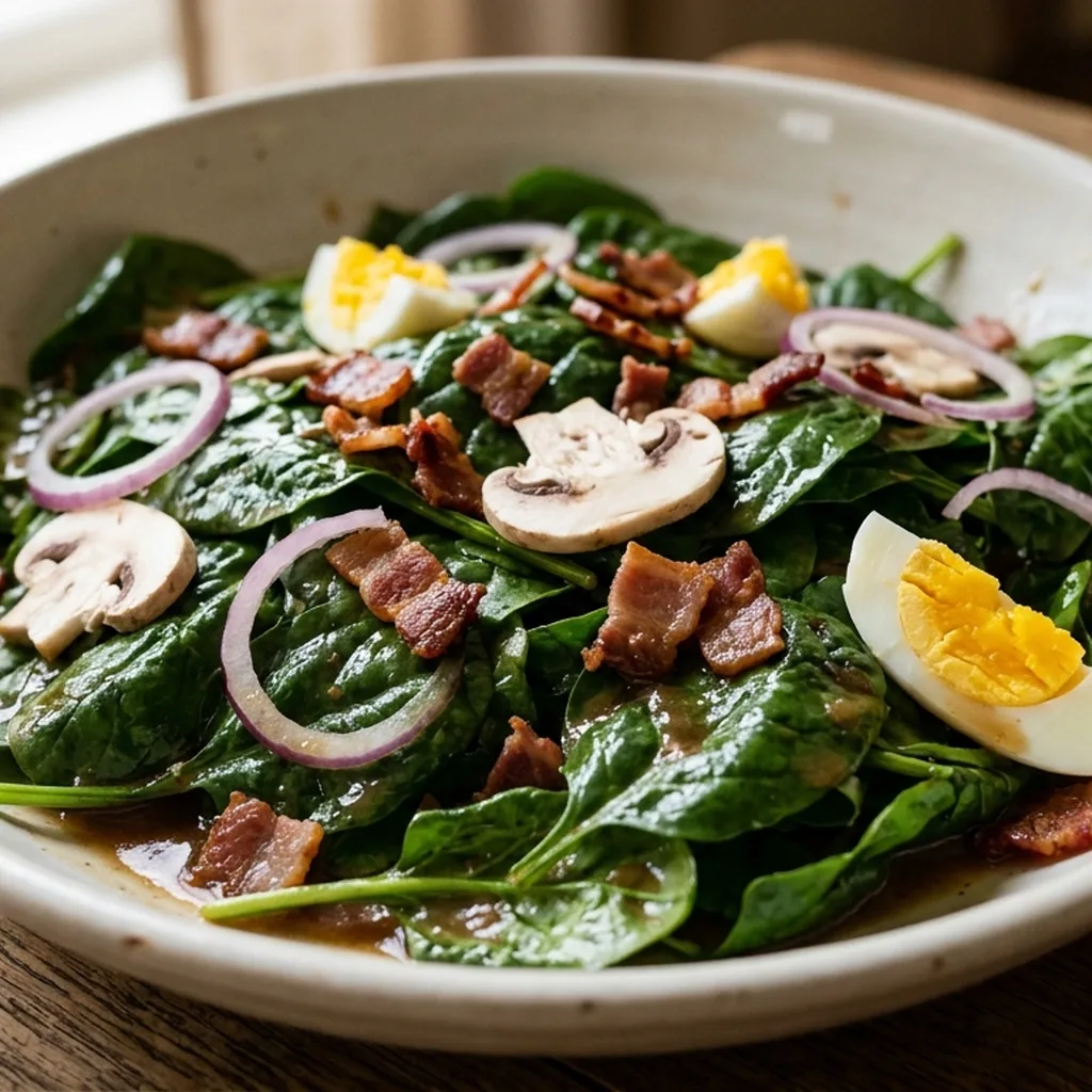 Spinach Salad with Warm Bacon Dressing — American recipe